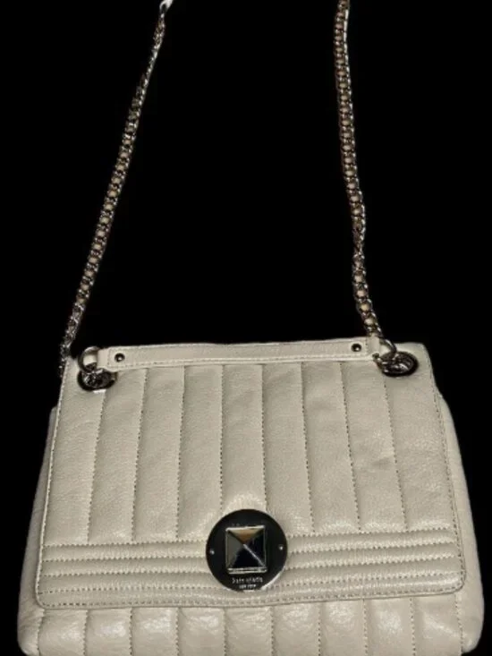 KATE SPADE NEW YORK CLASSIC GOLD COAST BEIGE QUILTED LEATHER PURSE ADJ STRAP