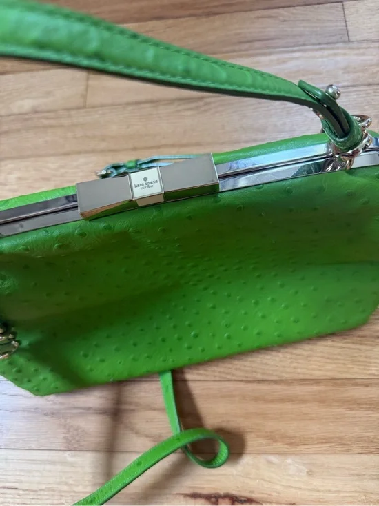 Kate Spade Victoria Falls Madeline Ostrich Crossbody Shoulder Bag, lime green