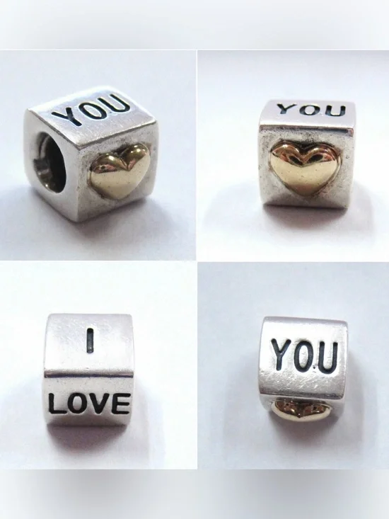 Pandora I Love You Cube 14KY/SS Charm 790200