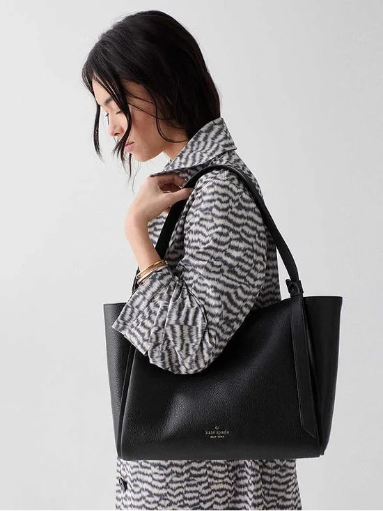 Kate Spade Knott Pebbled Leather Large Tote Bag in Black MSRP $399