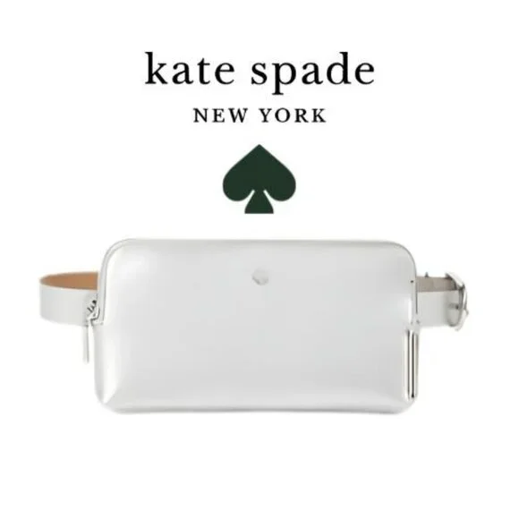 Kate Spade New York Metallic Leather Belt Bag Waist Pack Silver