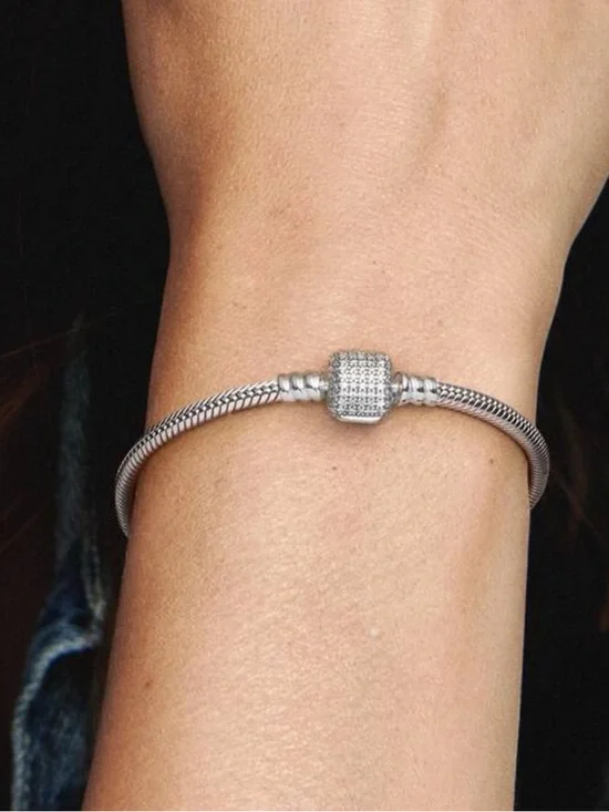 Pandora Moments Sparkling Pavé Clasp Snake Chain Bracelet