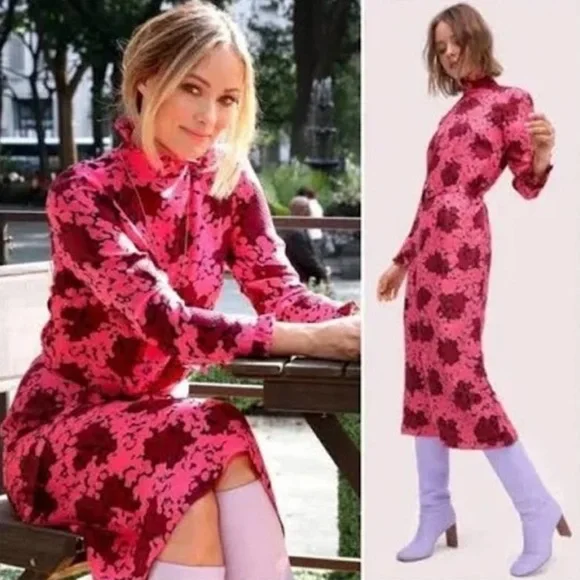 Kate Spade New York Bubble Dot Smocked Dress in‎ Rhubarb Jam.