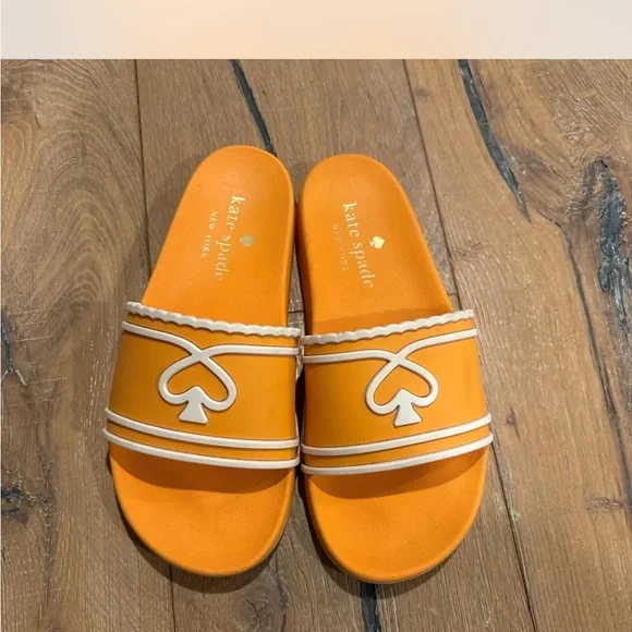 kate spade Orange and Cream Slide Sandals