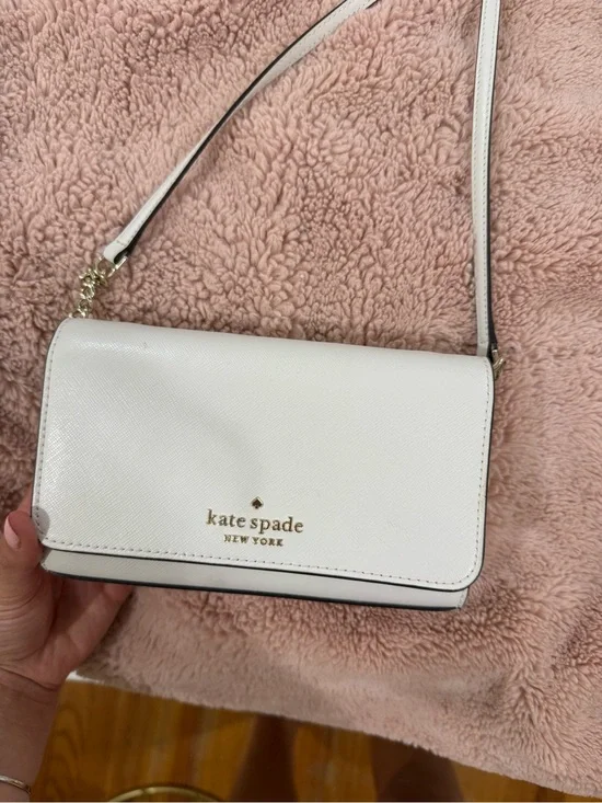 kate spade White Saffiano Leather Crossbody with Gold Hardware