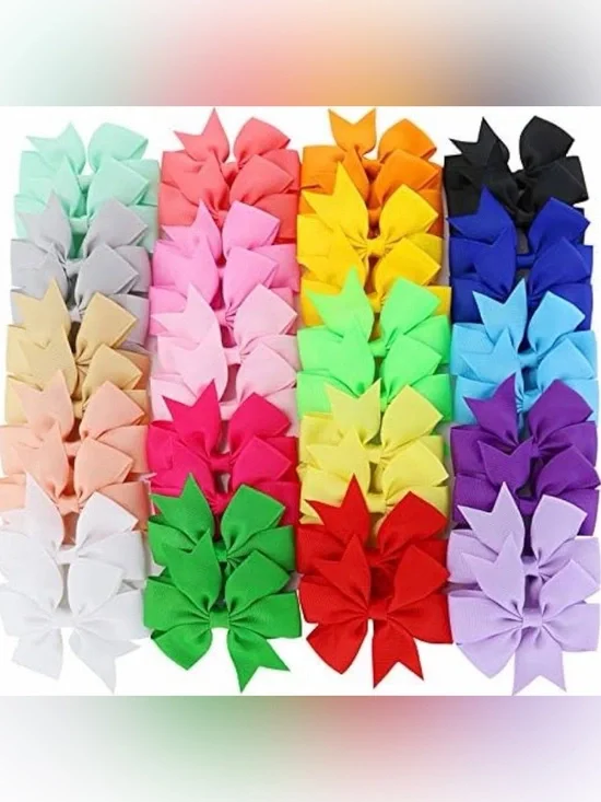 🎀40Pc Boutique Grosgrain Ribbon Hair Bow Set🎀  ~Girls 3”