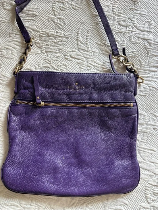 kate spade Purple Pebbled Leather Chain Strap Crossbody Bag