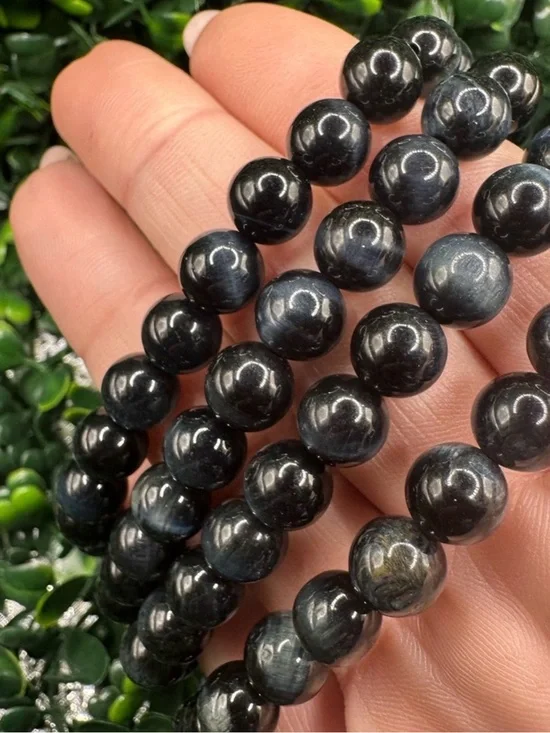 8mm Blue Tigers Eye Beaded Bracelet
