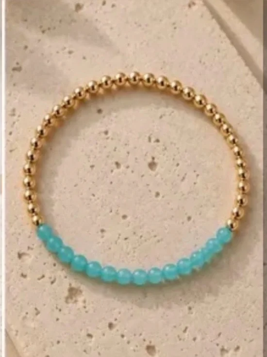 Gold Bead Bracelet with Turquoise Accent NWOT