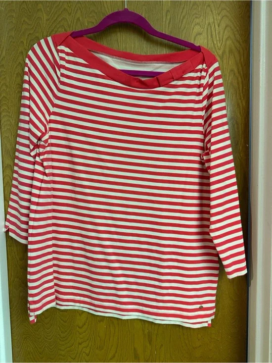 kate spade Pink and Red Striped Top with Gold Logo