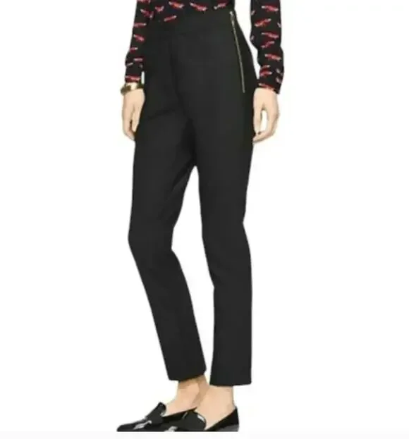 Kate spade black leggings gold side zip size 10