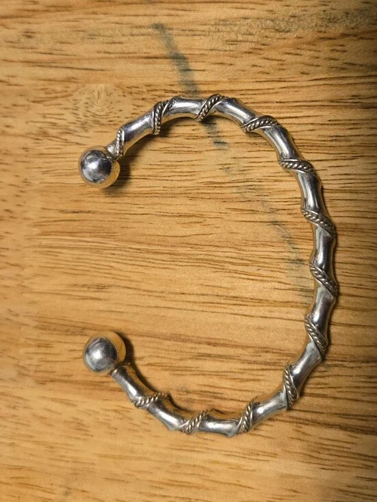 Sterling Silver Taxco Twisted Bamboo Cuff Bracelet