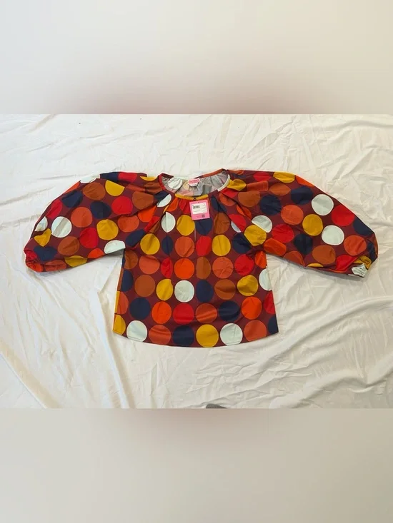 Kate Spade Colorful Polka Dot Blouse in Red, Orange, Navy & Mustard