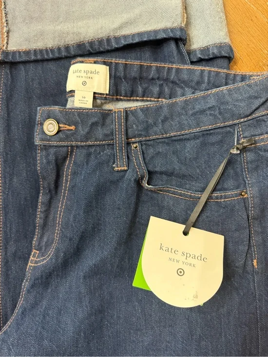 kate spade dark blue denim skirt with contrast stitching