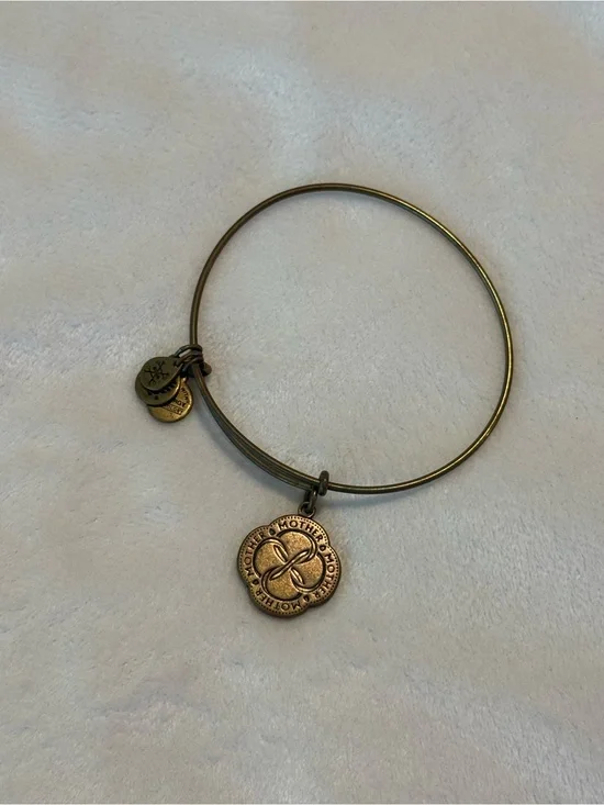Alex and Ani Antique Gold Mother Infinity Love Clover Charm Bracelet