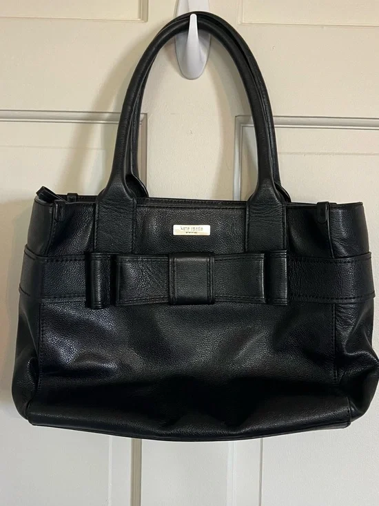 Kate Spade Black Leather Bow-Accent Satchel