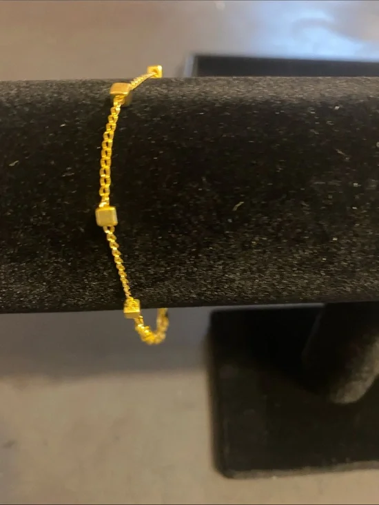 Gold Cube Station Chain Bracelet - Elegant Women’s Jewelry