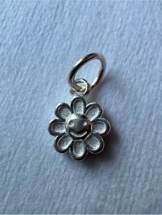 Sterling Silver Sunflower Charm Sun Flower Smiley Face for Bracelet Necklace