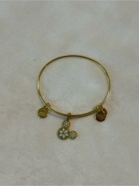 Disney Parks x Alex and Ani 2017 Gold Mickey Mouse Snowflake Icon Bangle