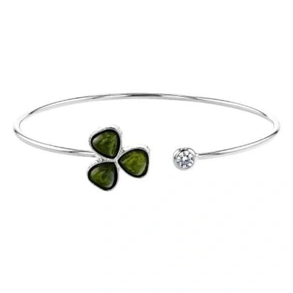 Connemara Marble And Cubic Zirconia Shamrock Bracelet
