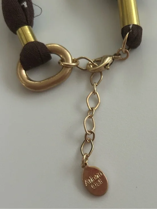 Ariana Ost Brown Bandana Gold Shell Charm Bracelet Anklet Bohemian Chic