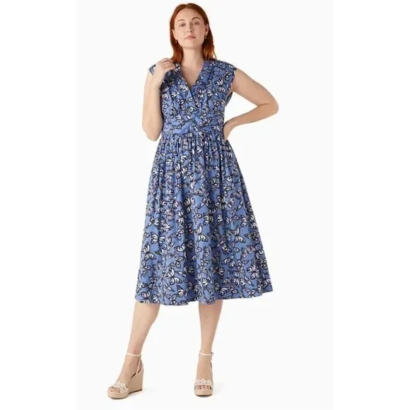 Kate Spade Butterfly Fairy Blue Midi Dress Size  $399