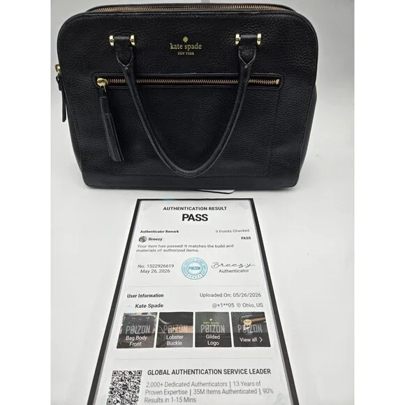 Kate Spade Kalen Chester Street Black Leather Satchel Crossbody Bag WKRU4074
