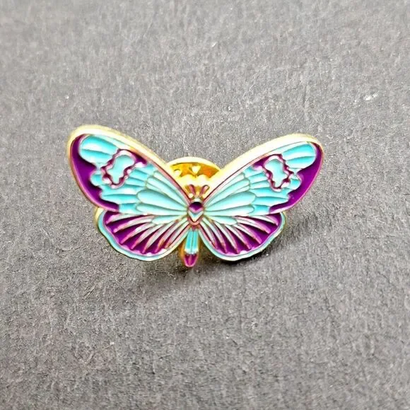 Blue purple butterfly pin brooch wearable art fashionista