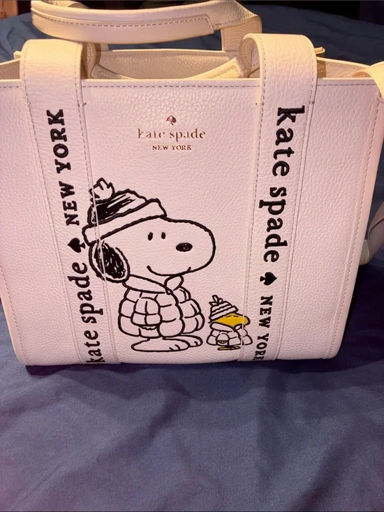 kate spade white Snoopy & Woodstock Printed Tote