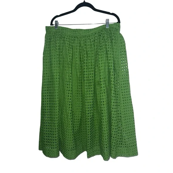 kate spade Green Eyelet A-Line Midi Skirt