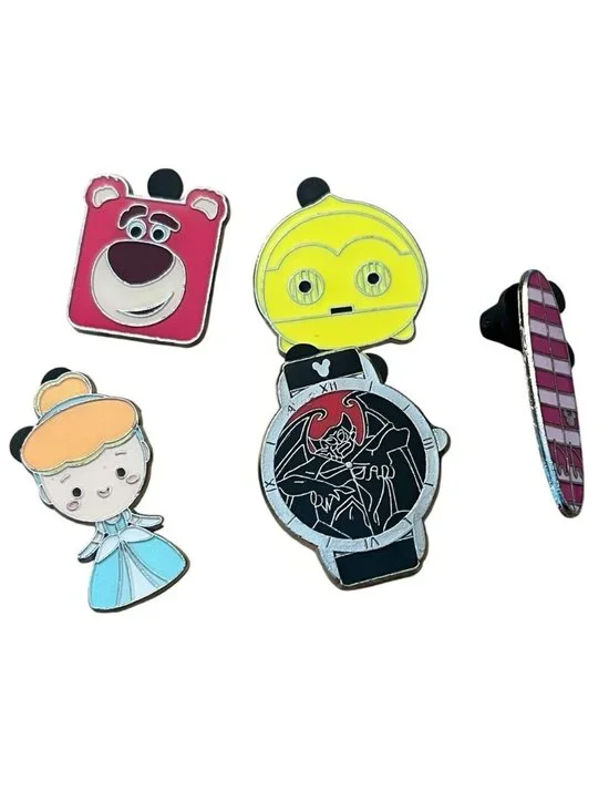 Lot of 5 Disney Trader Pins Lotso Bear  Cinderella Cheshire Cat Watch CP3O