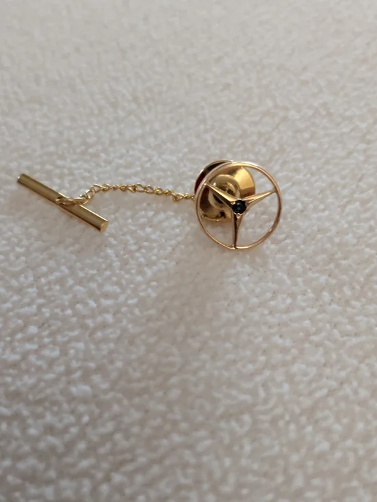 14k Mercedes Benz Gold-Tone Circular Propeller Tie Tack