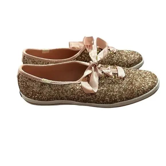 Keds for Kate Spade Champion Rose‎ Gold Glitter Sneakers Size 8.5