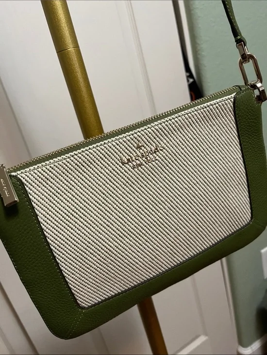 NEW kate spade Olive Green and Cream Leather Crossbody