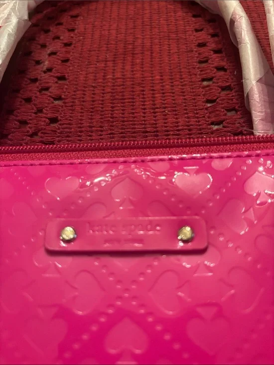kate spade Bright Pink Patent Heart-Embossed Tote