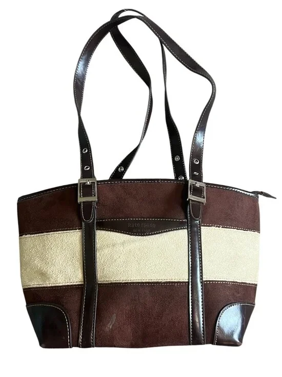Vintage Kate Spade New York Colorblock Suede Tote — AS-IS