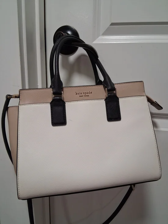kate spade Cream & Black Saffiano Leather Satchel