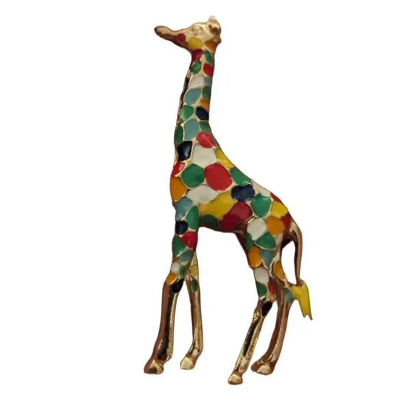 Colorful‎ Enamel Giraffe Brooch Pin