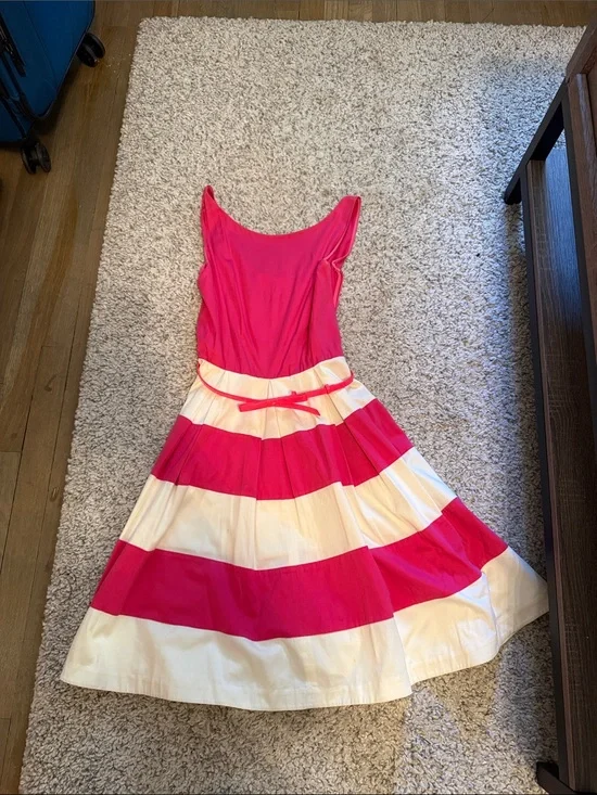 Kate spade Striped Pink and Cream Fit-and-Flare Dress