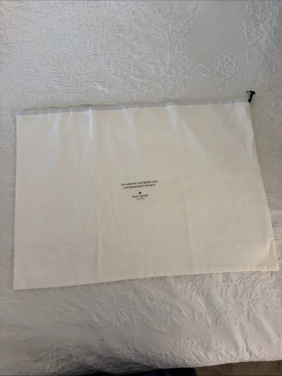 Kate Spade Extra Large Ivory Black Drawstring Dust Bag