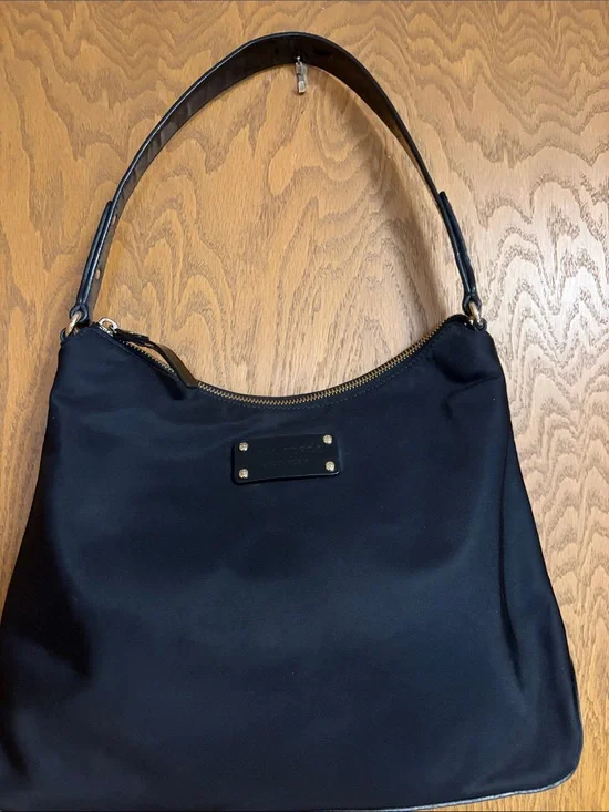 Kate Spade Vintage Black Fabric Shoulder Bag  Approx 12” x 8” x 3” GUC
