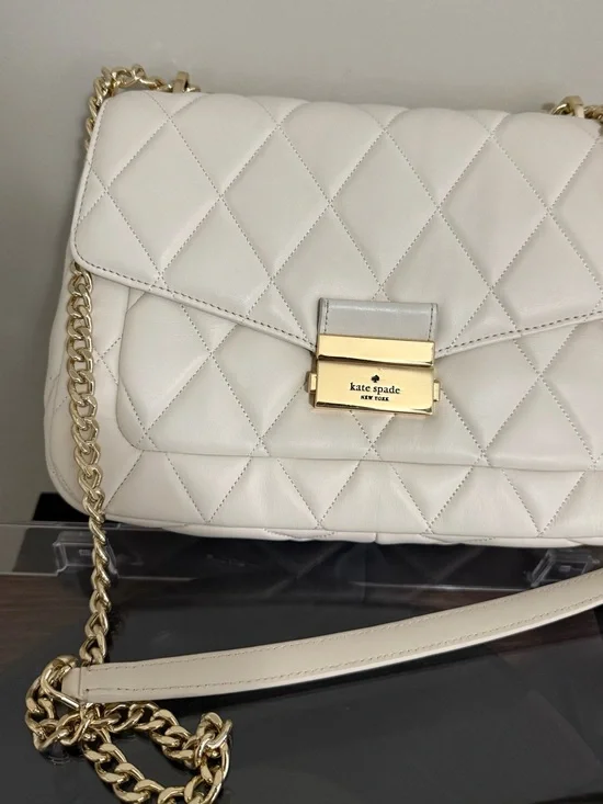 kate spade Quilted Leather Chain Shoulder Bag in Ivory/Gold. Only used once.