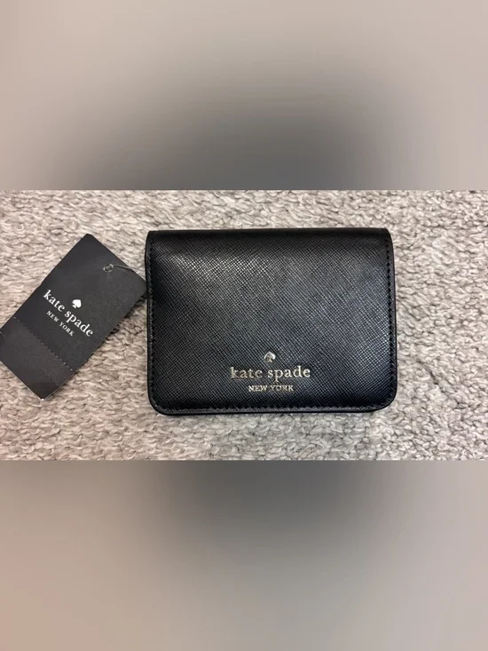 NWT Kate ♠️Spade Madison small bifold black leather wallet