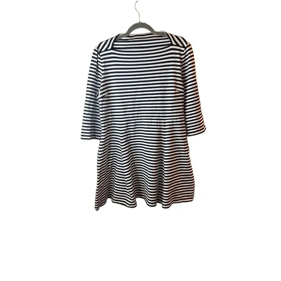 Kate Spade N179 Black White Striped 3/4 Sleeve Above Knee Dress Large