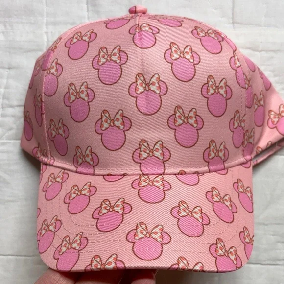 Disney Minnie Mouse Girls Pink All Over Print Baseball Cap Hat New‎ NWT