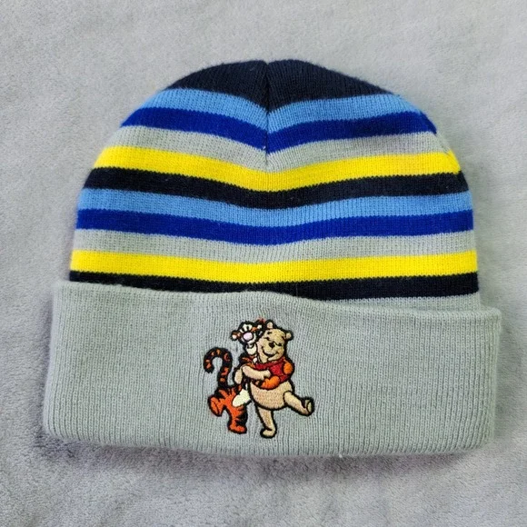 Vintage Disney Winnie the Pooh Tigger Kids  Size 3-7 Striped Beanie‎ Hat Y2K