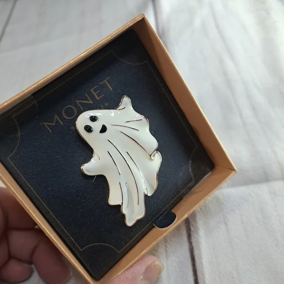 Monet Halloween Ghost Brooch