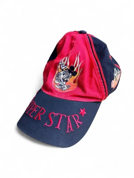 Vintage Y2K Walt Disney World Mickey Mouse “Super Star” Flame Cap