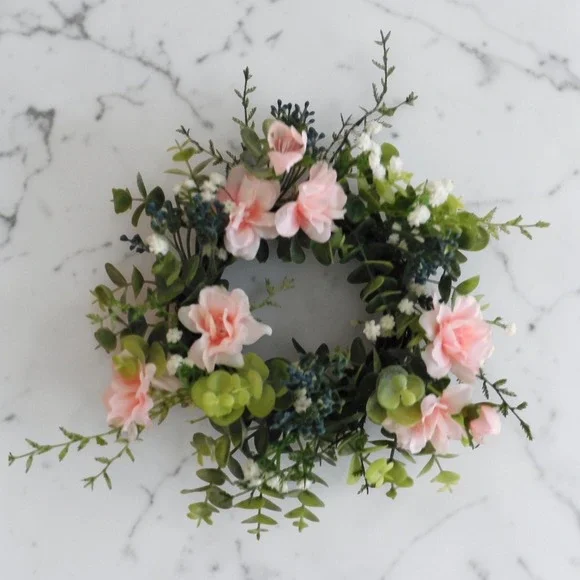 Cherry Blossom Mini Wreath Eucalyptus‎ Berries Candle Ring