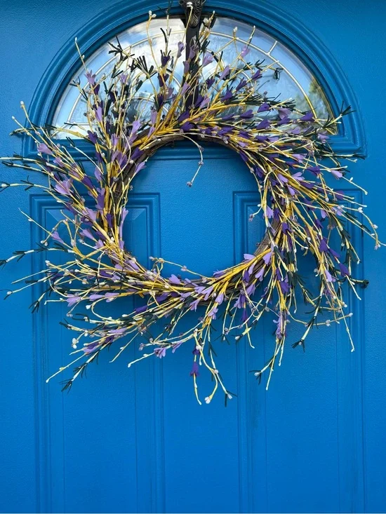 Lavender Spring Farmhouse Twig Wreath Front Door Decor